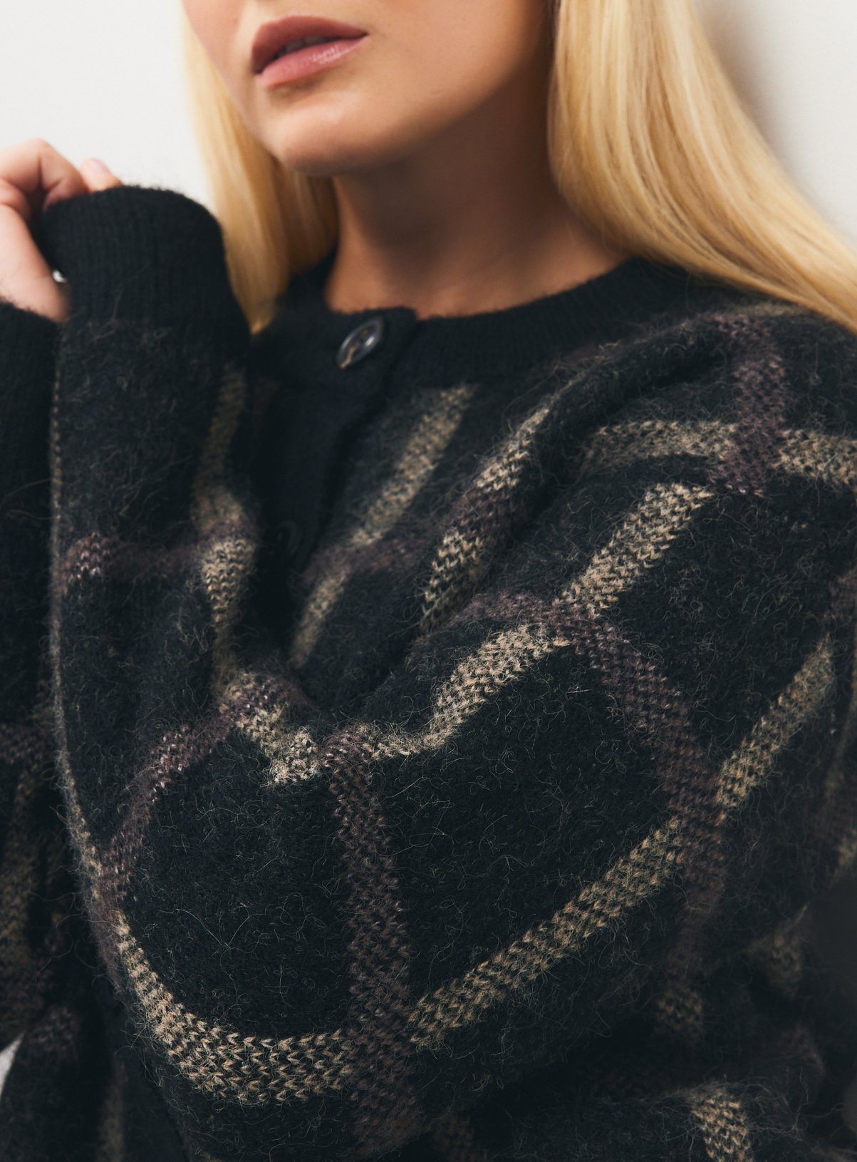 Brushed Check Co-ord Boxy Cardigan S - Image 3 thumbnail